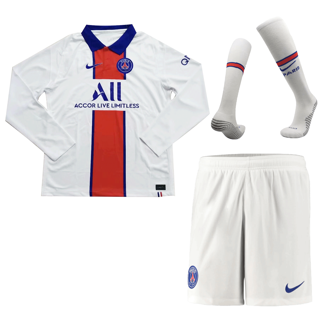 gogoalshop | 20/21 PSG Away Long Sleeves Whole Kit White&Red Soccer Kit ...