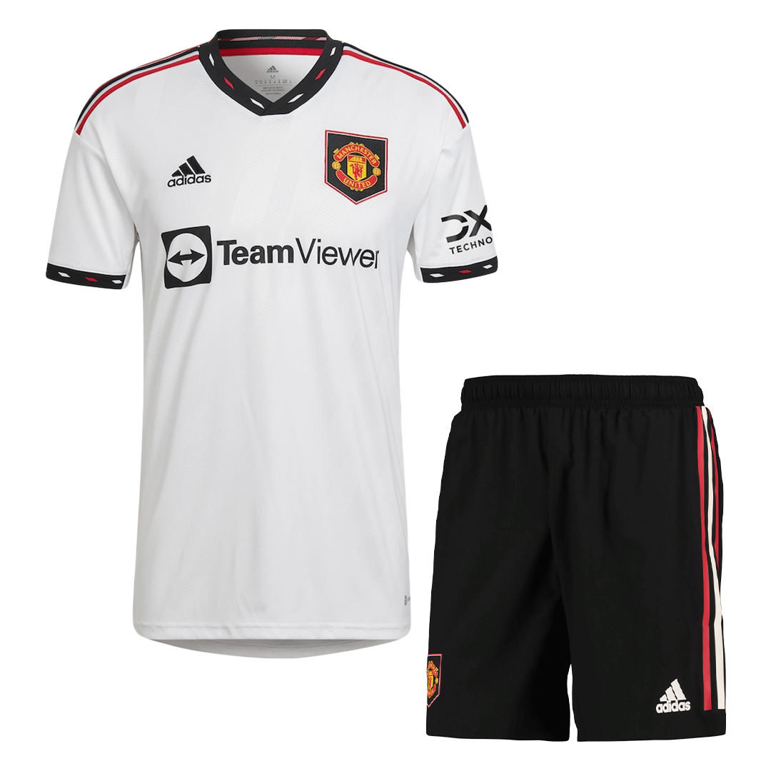 adidas Manchester United Cristiano Ronaldo Authentic Away Jersey w/ EPL +  No Room For Racism Patches 22/23 (White/Black)