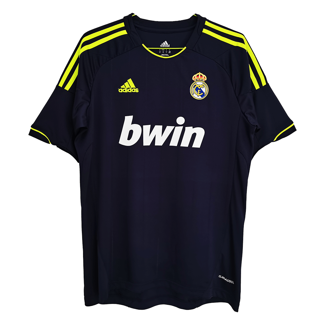 Real Madrid Black Gold Stripe Retro Long Sleeve Soccer Jerseys Mens Football  Shirts 2012