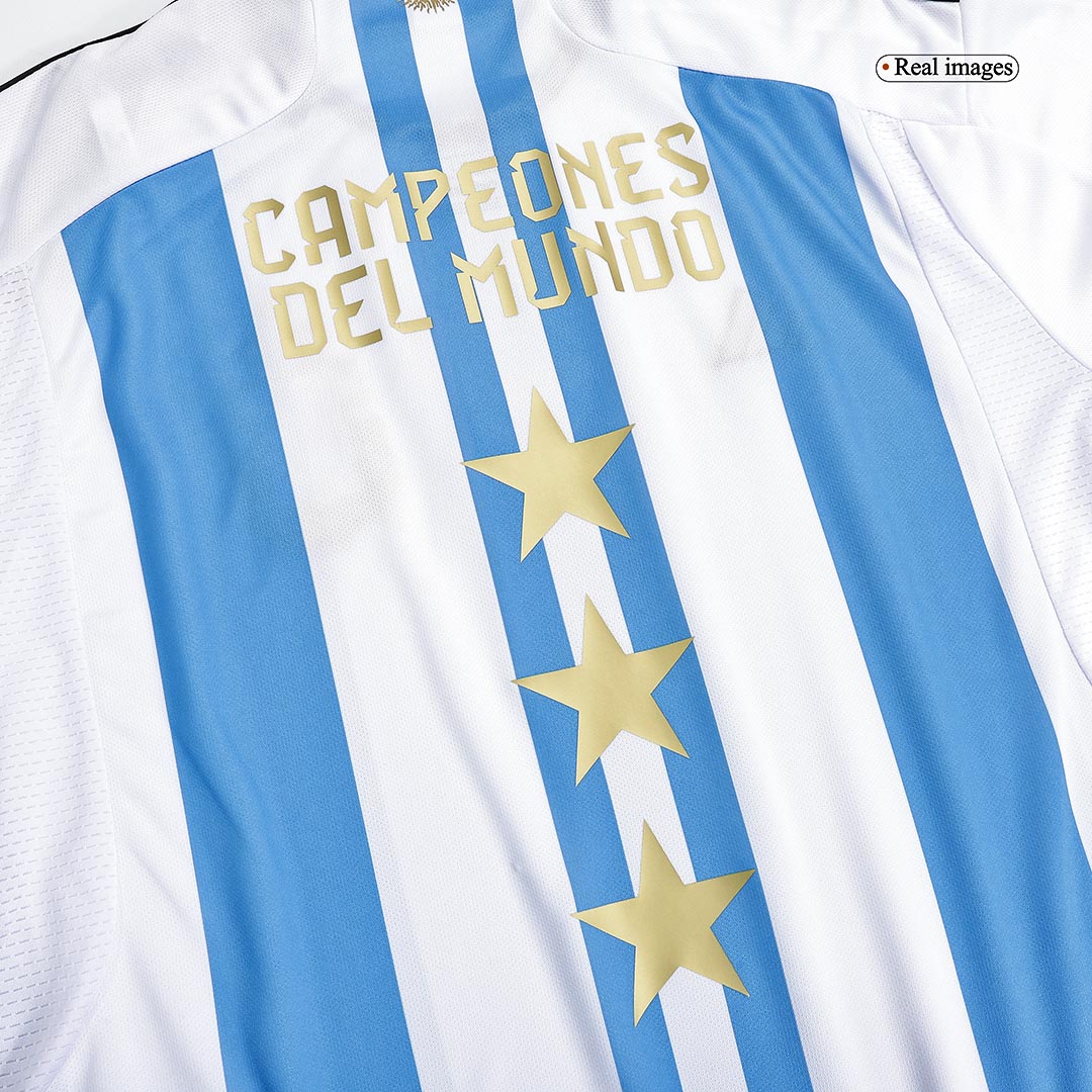 Argentina Champions Three Stars Julián Álvarez 9 Youth Home Jersey - Praise  To Heaven