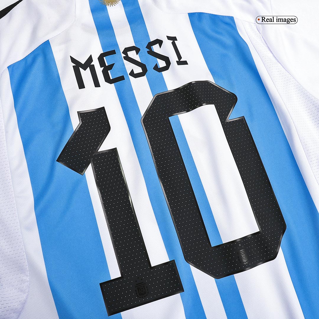 Argentina Champions Three Stars Lionel Messi 10 Men Home Jersey - Praise To  Heaven