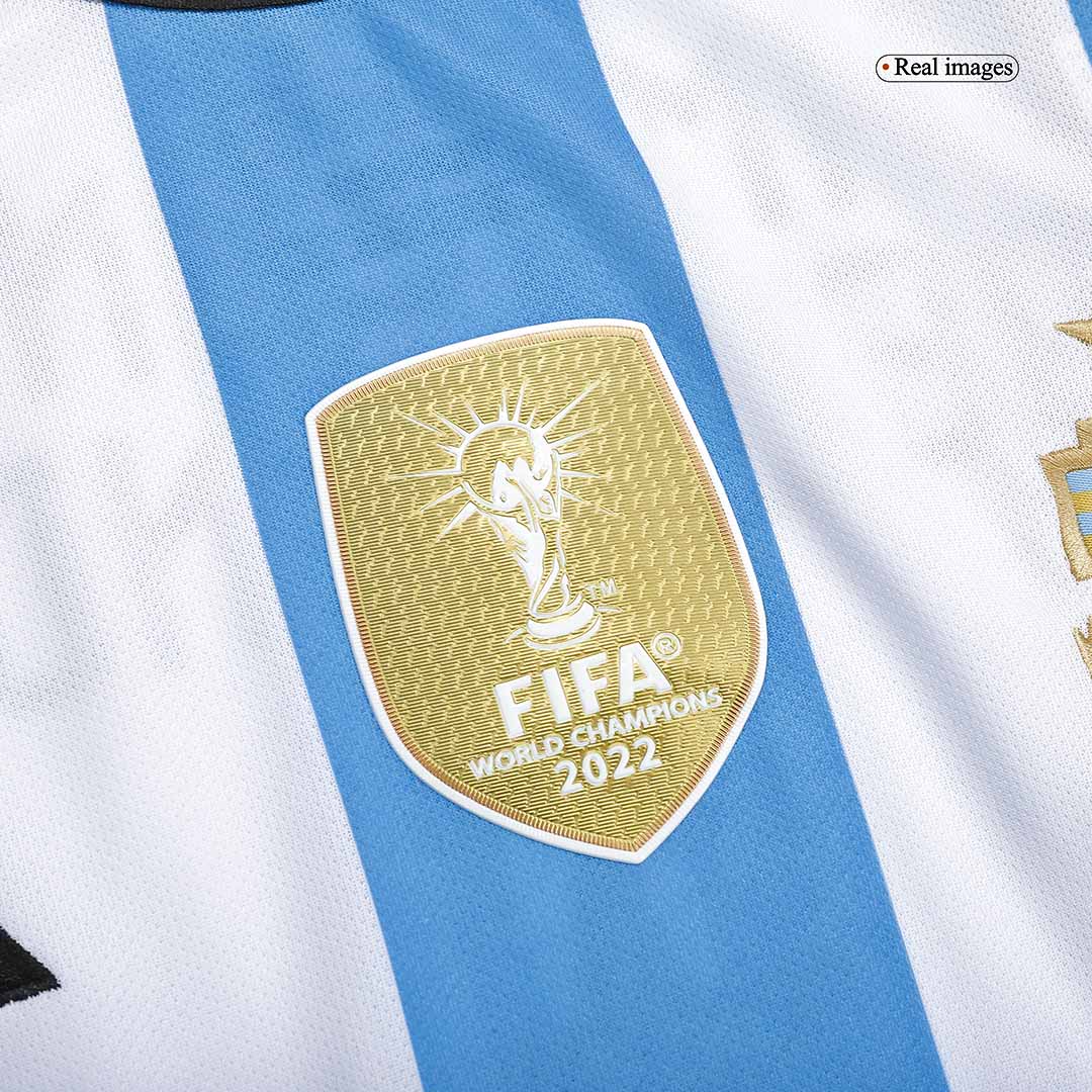 Argentina Champions Three Stars Julián Álvarez 9 Youth Home Jersey - Praise  To Heaven