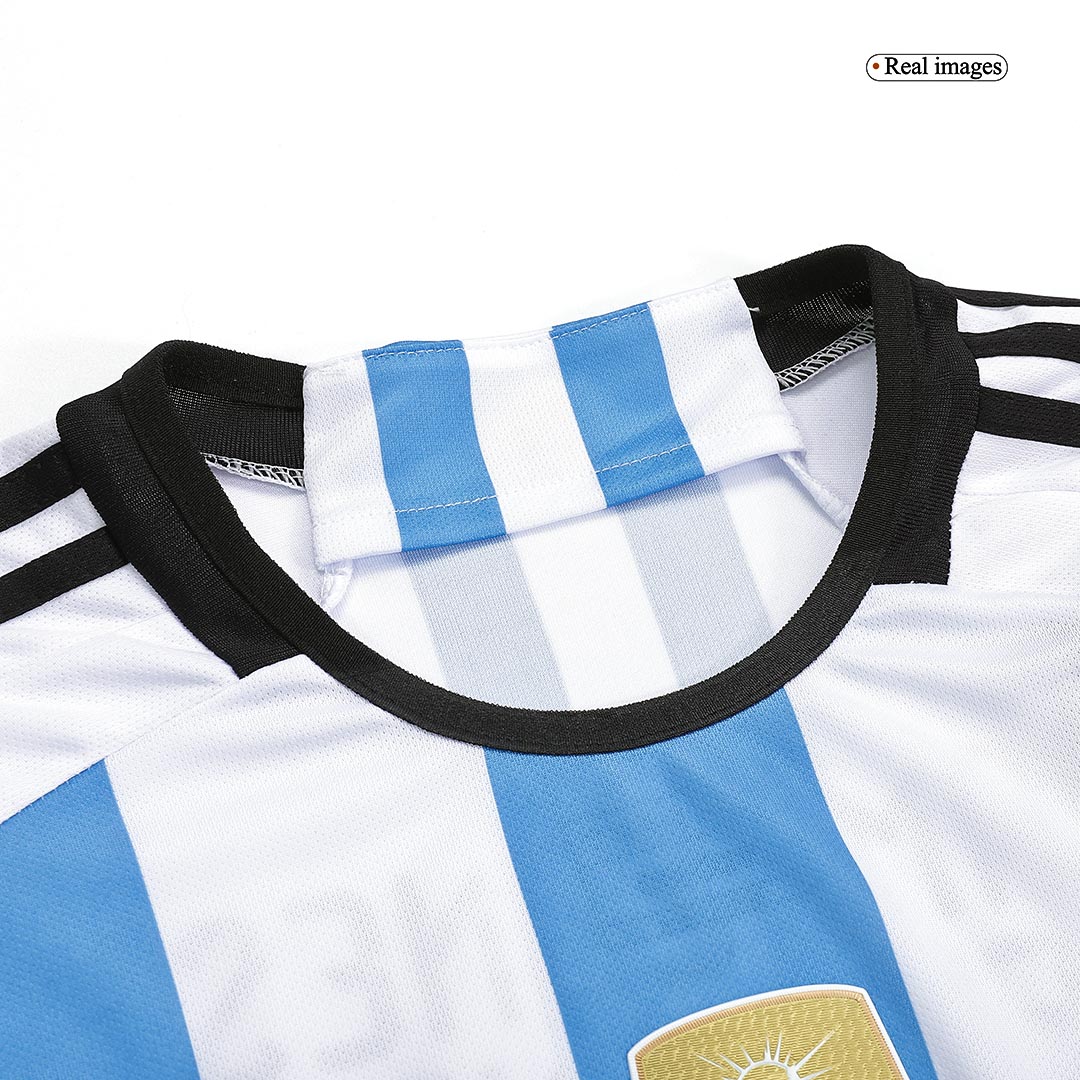 Argentina Champions Three Stars Julián Álvarez 9 Youth Home Jersey - Praise  To Heaven