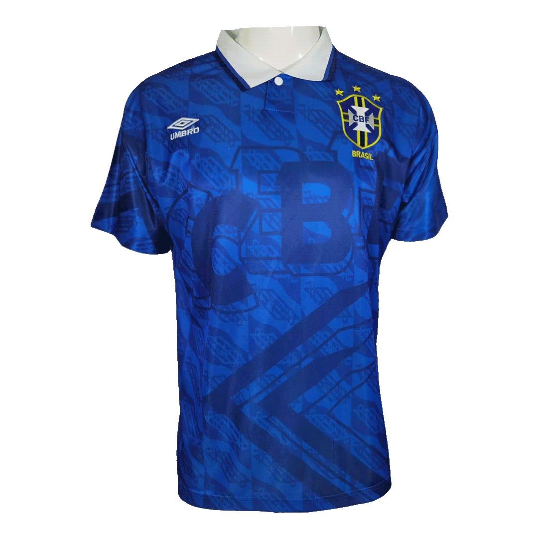 Brasil Soccer Futbol Blue Away Jersey Embroidered Patch Logo Men's S, M, L,  XL