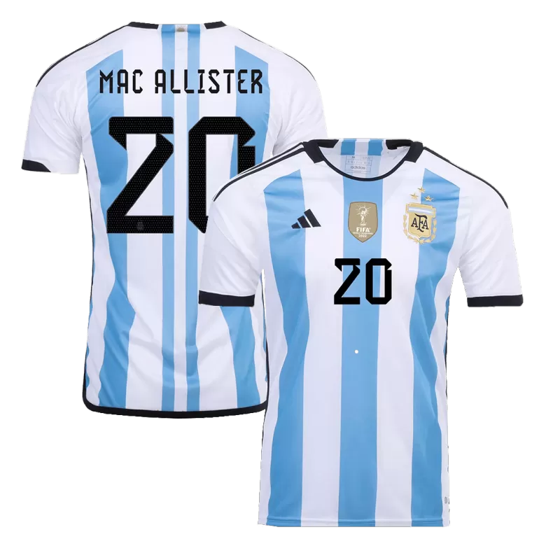 New MAC ALLISTER #20 Argentina Three Stars Home 2022 Champion