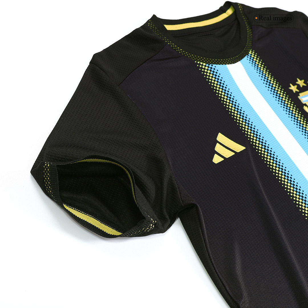 Messi Argentina Football Jersey Black And Gold Soccer Jersey