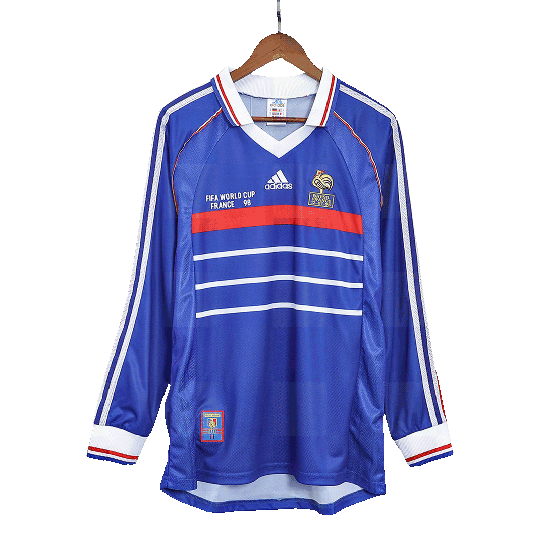 1998 Vintage Long Sleeve France Home Jersey Soccer | Gogoalshop