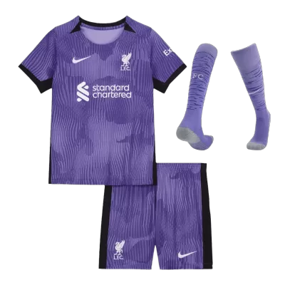 Liverpool Third Away Kids Soccer Jerseys Full Kit 2023 24 Gogoalshop