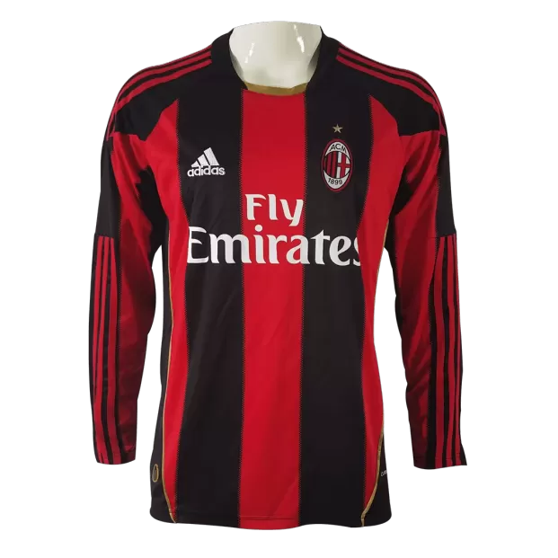 Vintage Soccer Jersey AC Milan Home Long Sleeve 2010/11 | Gogoalshop