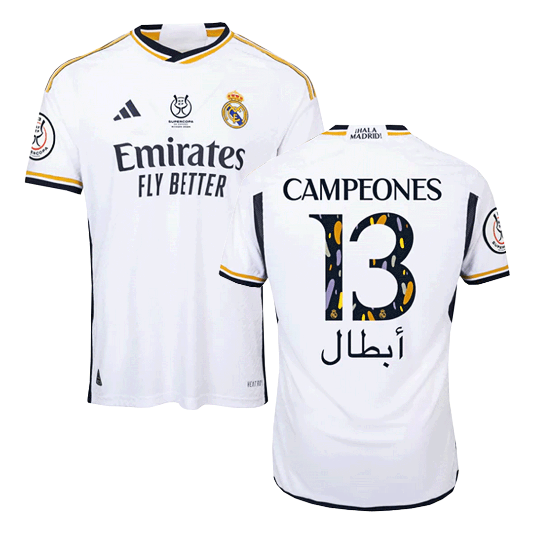 CAMPEONES 13 Real Madrid Home Authentic Soccer Jersey 2023 24