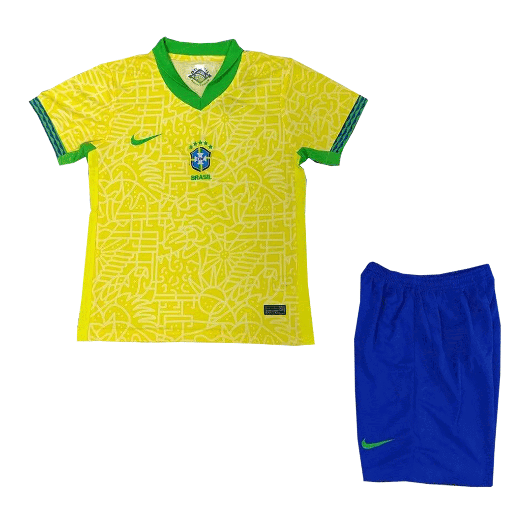 Brazil Home Kids Soccer Jerseys Kit Copa America 2024 | Gogoalshop