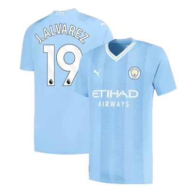 J.ALVAREZ #19 Manchester City Home Soccer Jersey 2023/24 - gogoalshop