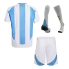 Argentina Home Kids Soccer Jerseys Full Kit Copa America 2024 - gogoalshop