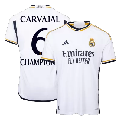 CARVAJAL #6 CHAMPIONS Real Madrid Home Authentic Soccer Jersey 2023/24 - gogoalshop