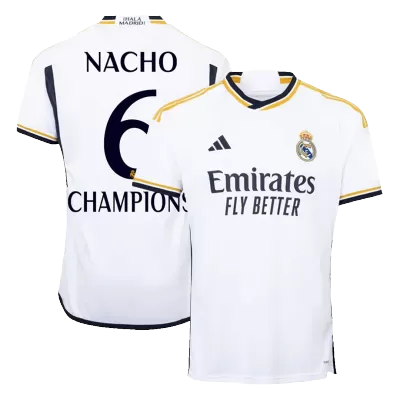 NACHO #6 CHAMPIONS Real Madrid Home Soccer Jersey 2023/24 - gogoalshop