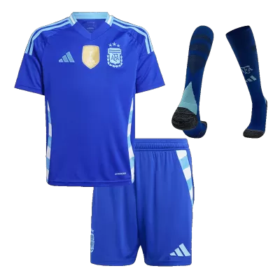 Argentina Away Kids Soccer Jerseys Full Kit 2024 - gogoalshop