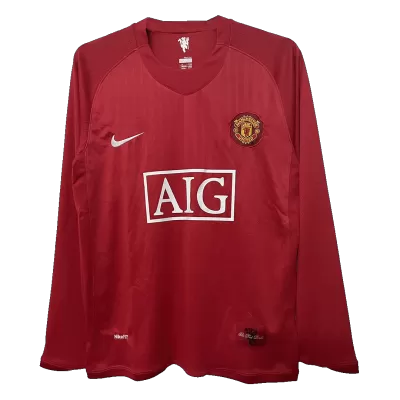 Vintage Soccer Jersey Manchester United Home Long Sleeve 2007/08 - gogoalshop