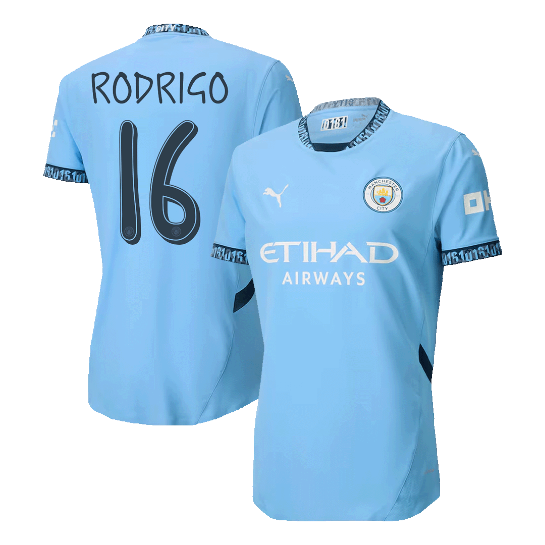 RODRIGO #16 Manchester City Home Authentic Soccer Jersey 2024/25 ...