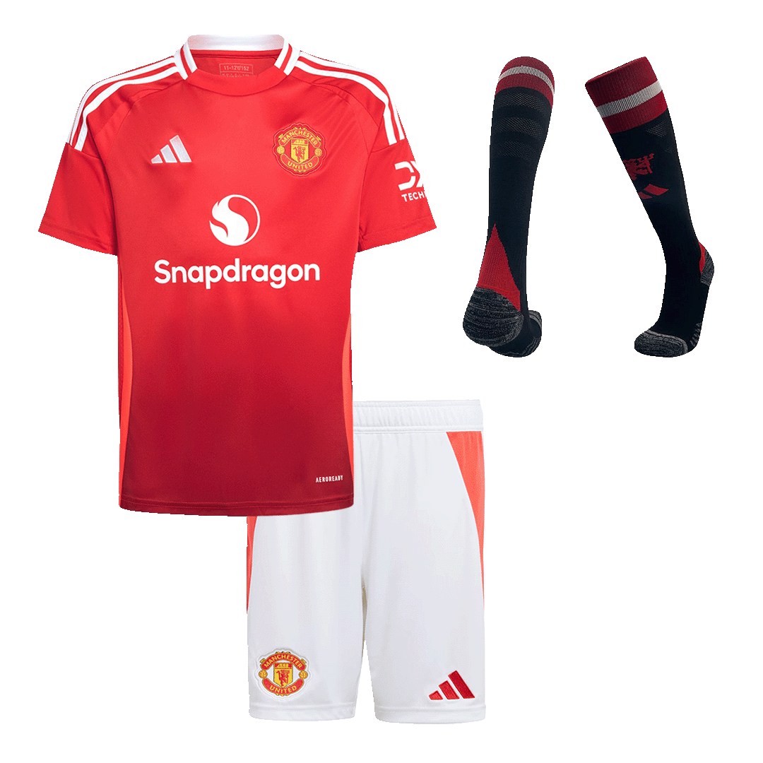 Manchester United Home Kids Soccer Jerseys Full Kit 2024/25 | Gogoalshop