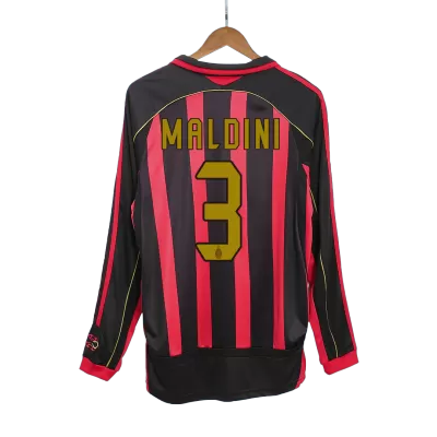 Vintage Soccer Jersey MALDINI #3 AC Milan Home Long Sleeve 2006/07 - gogoalshop