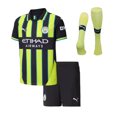 Manchester City Away Kids Soccer Jerseys Full Kit 2024/25 - gogoalshop