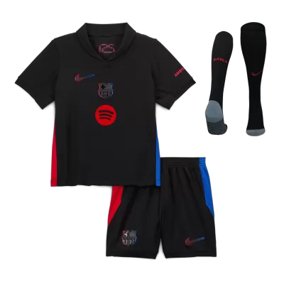 Barcelona Away Kids Soccer Jerseys Full Kit 2024/25 - Spotify Logo Without Text - gogoalshop