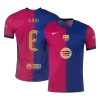 GAVI #6 Barcelona Home Authentic Soccer Jersey 2024/25 - Spotify Logo Without Text - gogoalshop