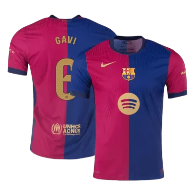 GAVI #6 Barcelona Home Authentic Soccer Jersey 2024/25 - Spotify Logo Without Text - gogoalshop