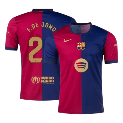 F.DE JONG #21 Barcelona Home Soccer Jersey 2024/25 - Spotify Logo Without Text - gogoalshop