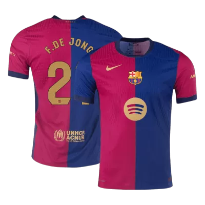 F.DE JONG #21 Barcelona Home Authentic Soccer Jersey 2024/25 - Spotify Logo Without Text - gogoalshop