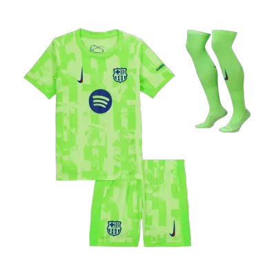 Barcelona Third Away Kids Soccer Jerseys Full Kit 2024/25- UCL (Spotify Logo Without Text) - gogoalshop