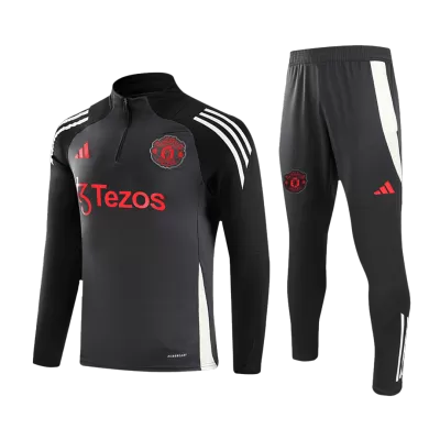 Manchester United 1/4 Zip Tracksuit 2024/25 Kids Gray - gogoalshop