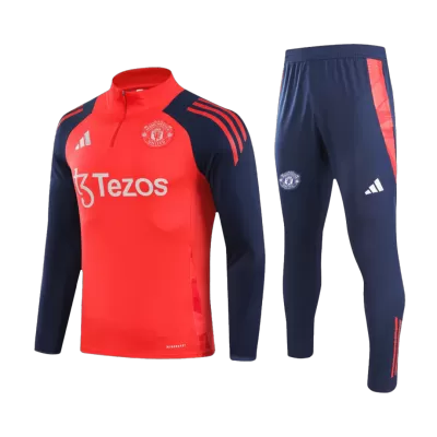 Manchester United 1/4 Zip Tracksuit 2024/25 Red - gogoalshop