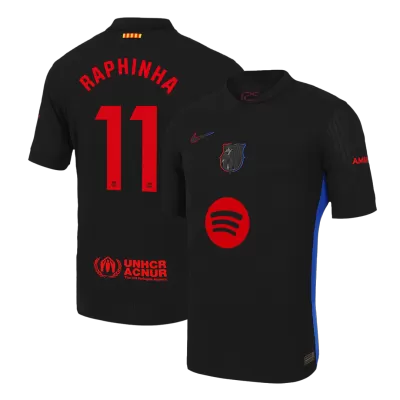 RAPHINHA #11 Barcelona Away Authentic Soccer Jersey 2024/25 - Spotify Logo Without Text - gogoalshop