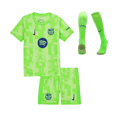 Barcelona Third Away Kids Soccer Jerseys Full Kit 2024/25- UCL (Spotify Logo Without Text) - gogoalshop