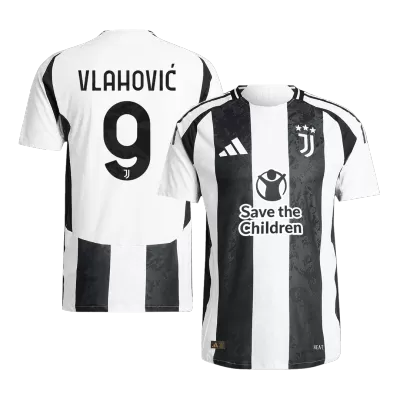 VLAHOVIĆ #9 Juventus Home Authentic Soccer Jersey 2024/25- Save The Children Sponsor - gogoalshop