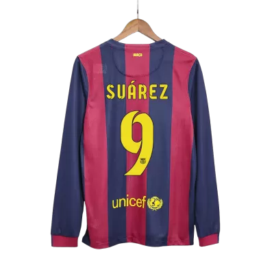 Vintage Soccer Jersey SUÁREZ #9 Barcelona Home Long Sleeve 2014/15 - gogoalshop